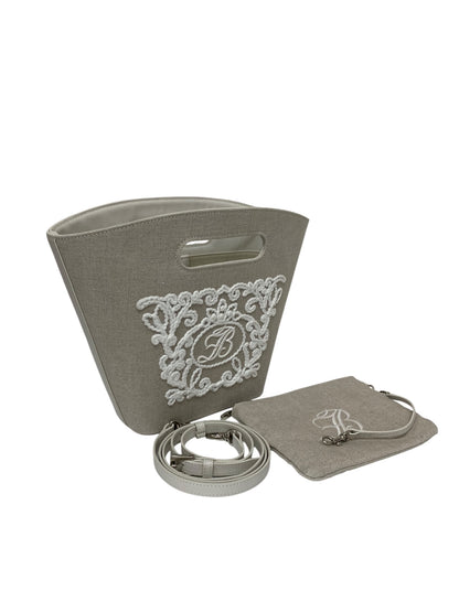 フォクシーブティック Bag Cardenia ガーデニア 45040 ハンドバッグ グレー 刺繍 麻 ITSIDH1QD20G 【SALE】