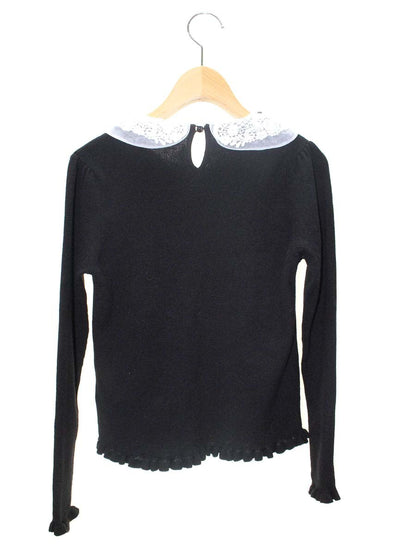 スーパービューティー ニット 42 ブラック 衿ビジュー レース IT1NQ4ZJFSHK