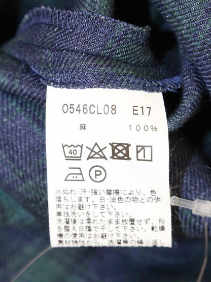 アニエスベー O546CL08 スカート 40 ブルー 麻 チェック ITWYMPPPJ2JG