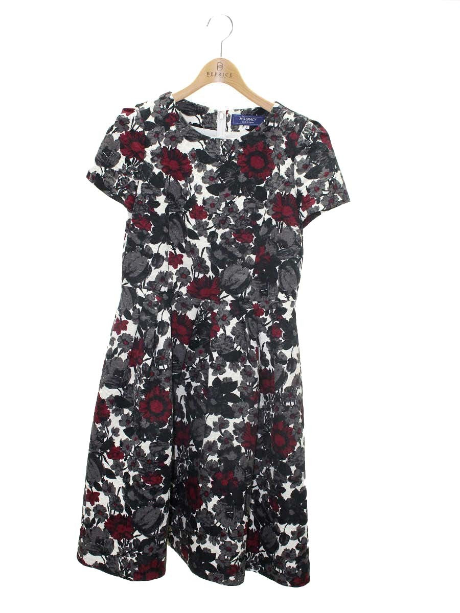 エムズグレイシー 721559 ワンピース 40 ブラック フラワーモチーフ  ジャガード ITXQPCGGOKM8