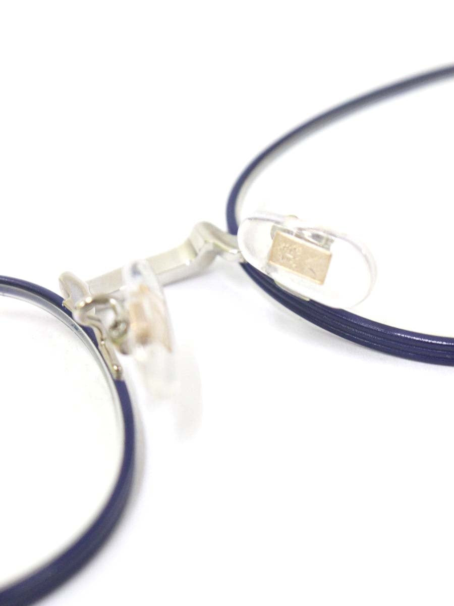 内藤熊八作 N-08 メガネ ネイビー/シルバー チタンフレーム フルリム ボストン ITDK8E39D08O 【SALE】