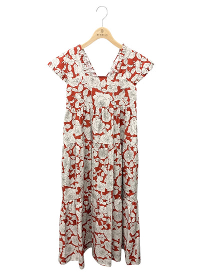 セブンテンバイミホカワヒト 3S508 ワンピース S レッド ローズ柄 フラワーモチーフ フレア IT35HCPS9RE2