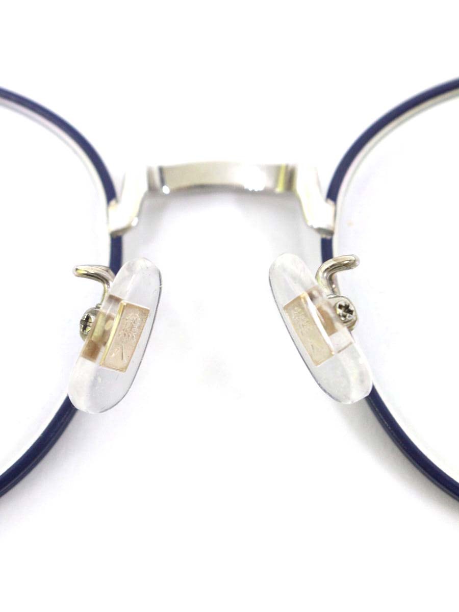 内藤熊八作 N-08 メガネ ネイビー/シルバー チタンフレーム フルリム ボストン ITDK8E39D08O 【SALE】
