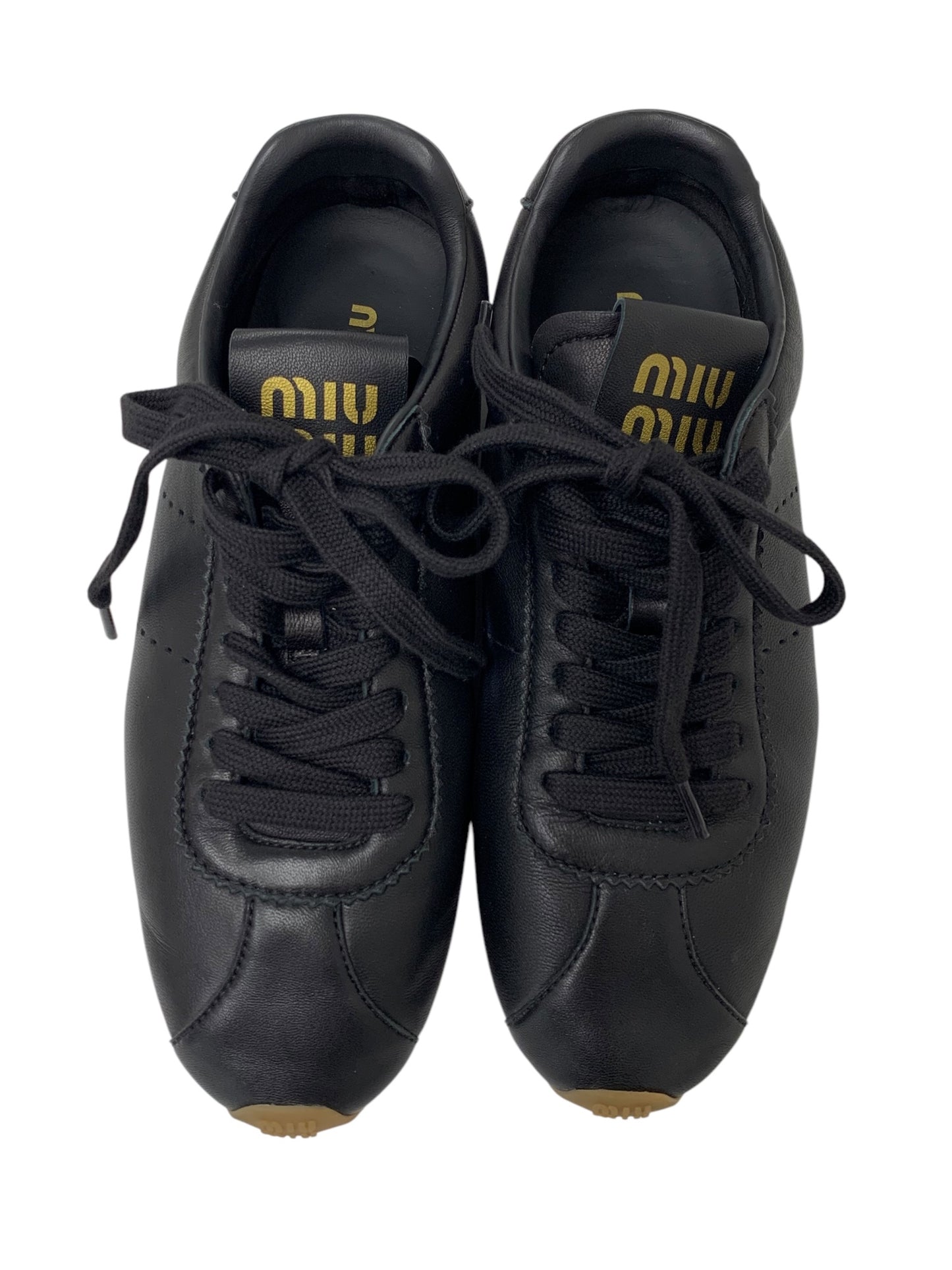 ミュウミュウ プリューム ナッパレザー スニーカー  5E114E_038_F0002_F_005 38.5 ブラック ITJ3OM64TLPK 【SALE】