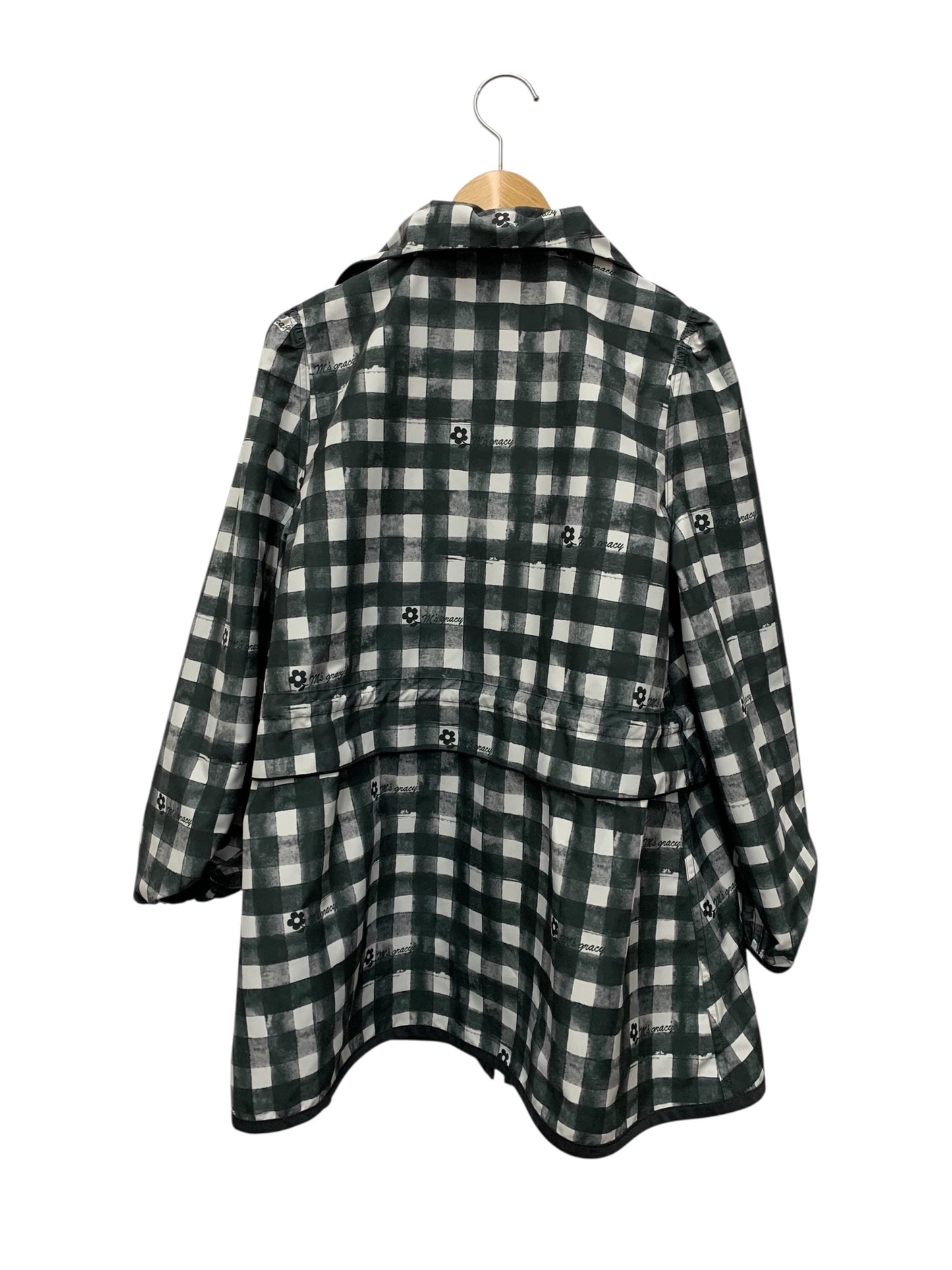 エムズグレイシー 514109 ジャケット 38 ブラック ナイロン フーディ リバーシブル チェック柄 ITRS76I991OC