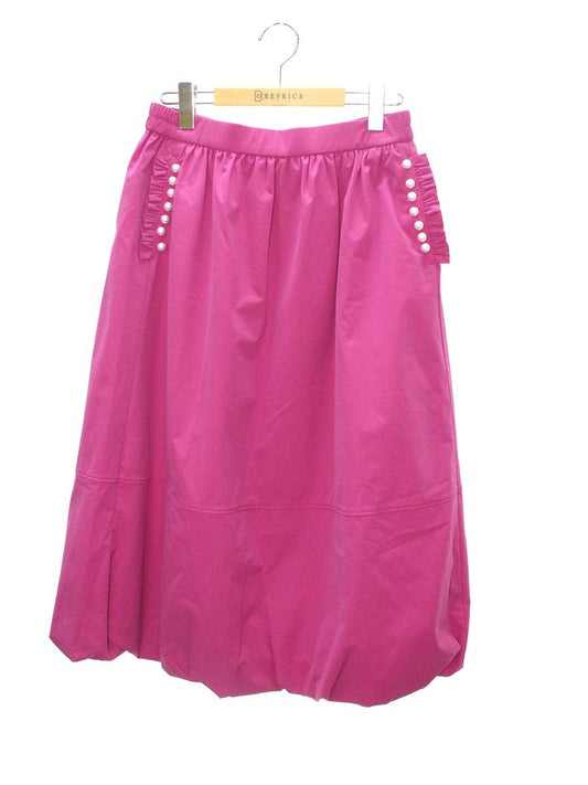 エムズグレイシー 417513 スカート 40 パープル パール付き 中綿入り ITPJDIPRWKAI