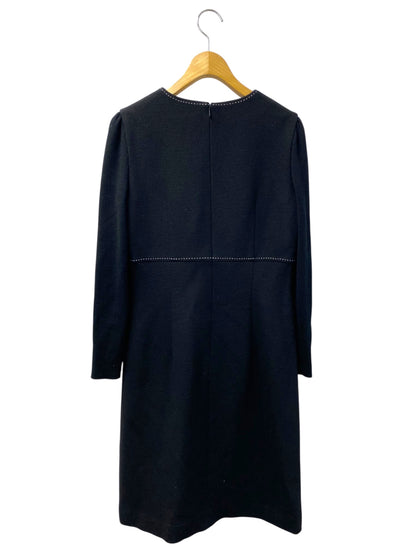 エムズグレイシー 011539 ワンピース 40 ブラック ステッチ ウール リボン IT3284FBDC2K