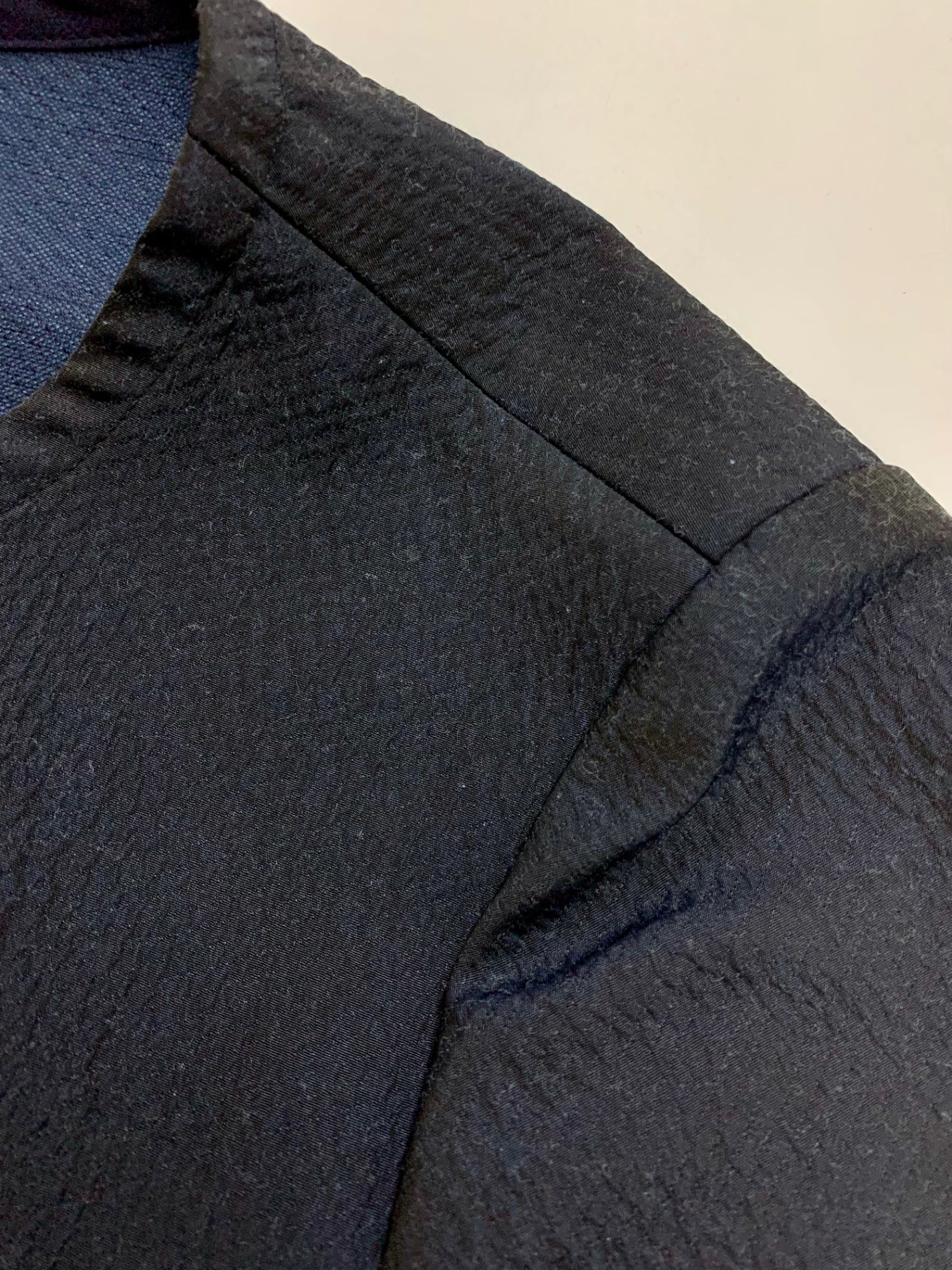 ルネ TISSUE 6523990 ノーカラージャケット 36 ネイビー パフスリーブ IT201OKPCIFQ