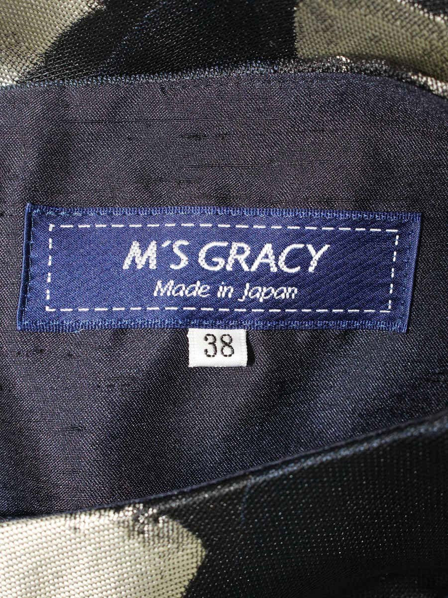 エムズグレイシー 811716 ワンピース 38 ネイビー フラワーモチーフ