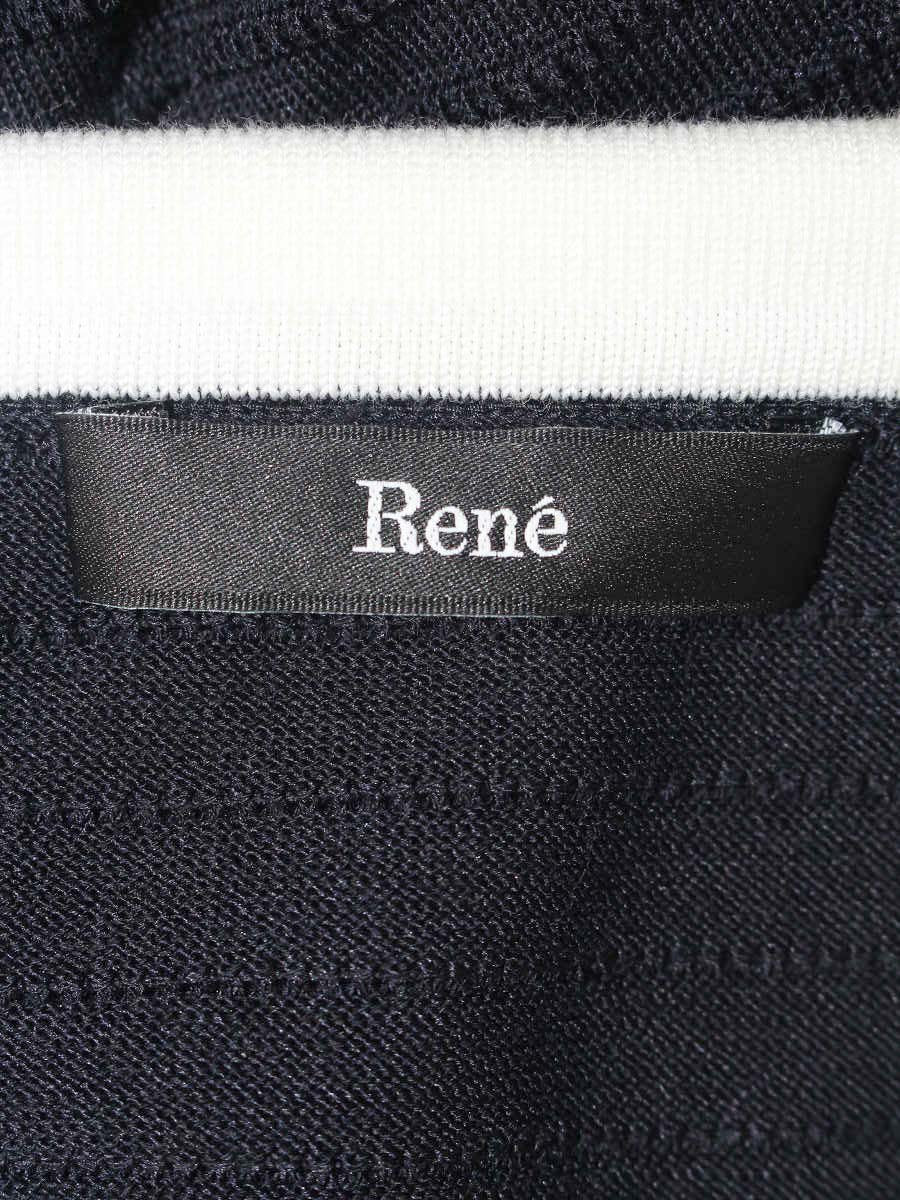 ルネ basic 5222150 カーディガン 36 ネイビー パール 襟 ITDWG35N93RJ