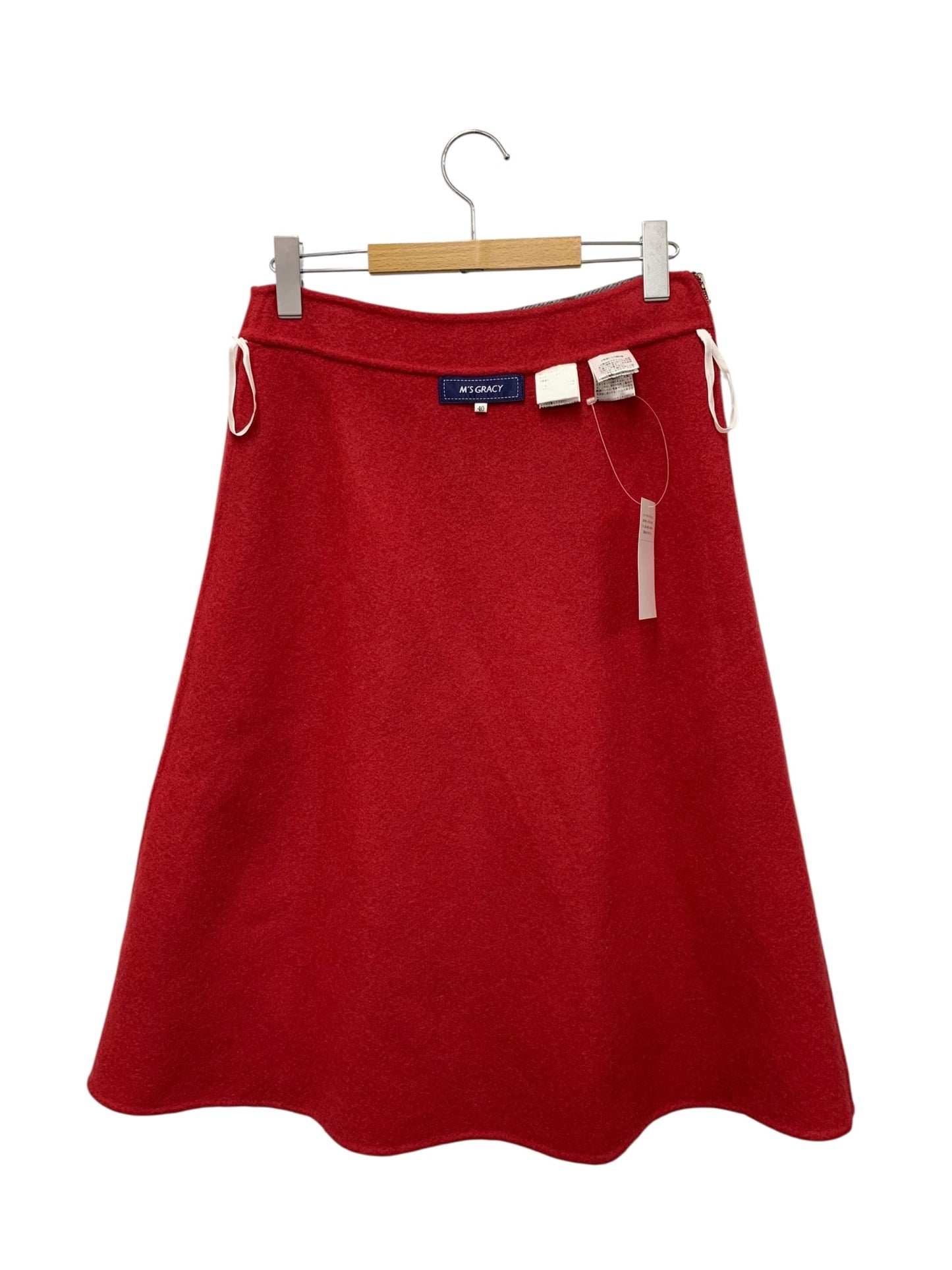 エムズグレイシー リバーシブルフレアースカート 217622 40 レッド ウール ITRYC54OCTR9