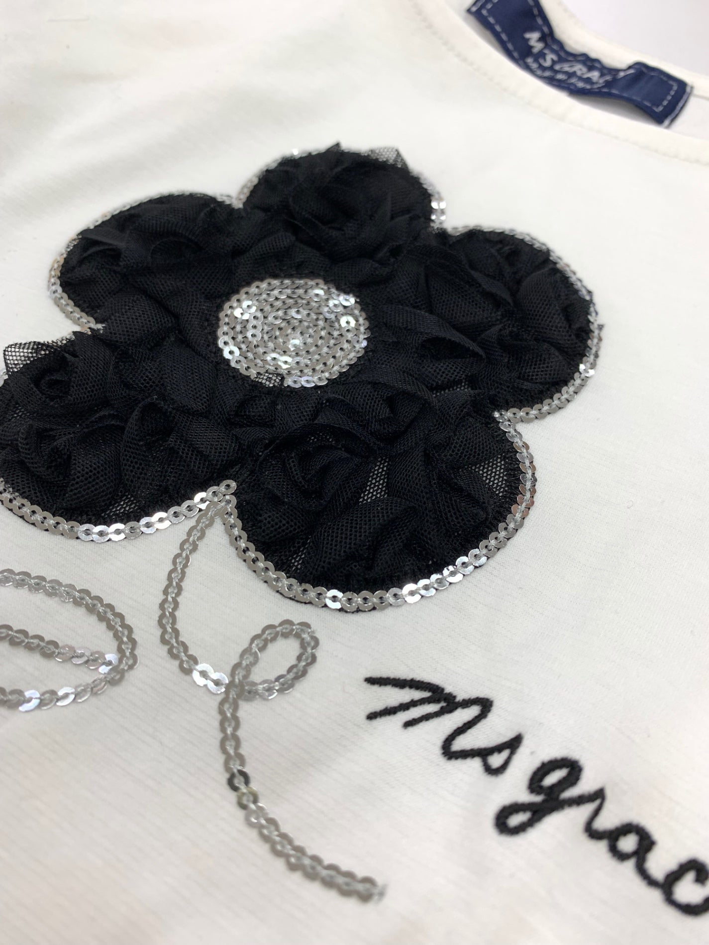 エムズグレイシー 515104 カットソー 38 ホワイト チュールフラワー  