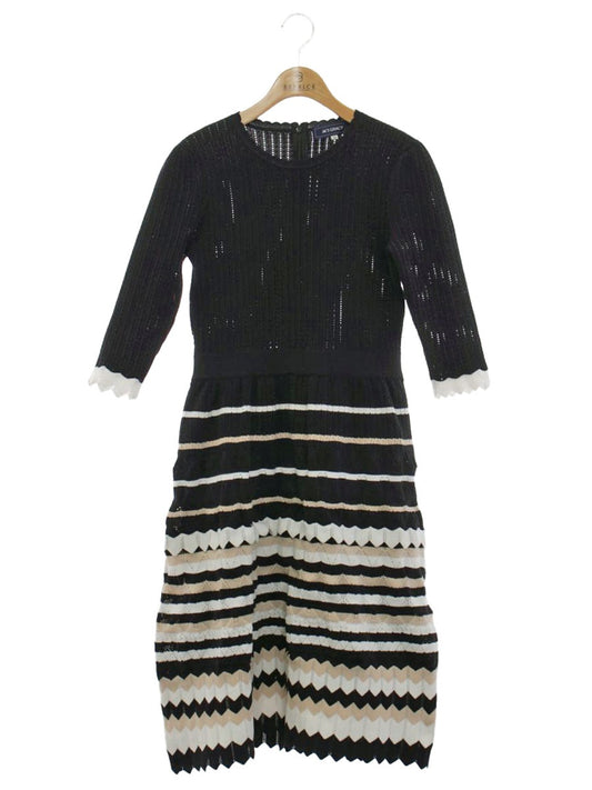 エムズグレイシー マルチボーダーニットドレス 218114 ワンピース 38 ブラック ITSGR15AVLH3