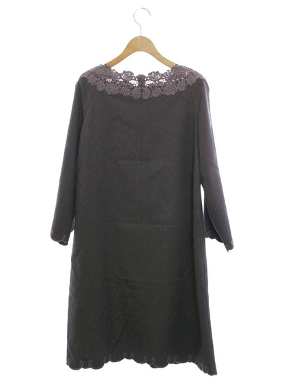 エムズグレイシー 011543 ワンピース 38 グレー レース 花 ウール 刺繍 ITGLFWRJ02SU