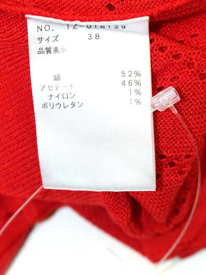 エムズグレイシー 018129 カーディガン 38 レッド パールボタン ストレッチ ITZH6MJ6KR34
