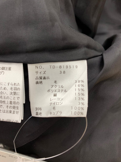 エムズグレイシー Black x White Check Coat 819519 コート 38 ブラック ウール混 ITBKH20Y5X7T 【SALE】