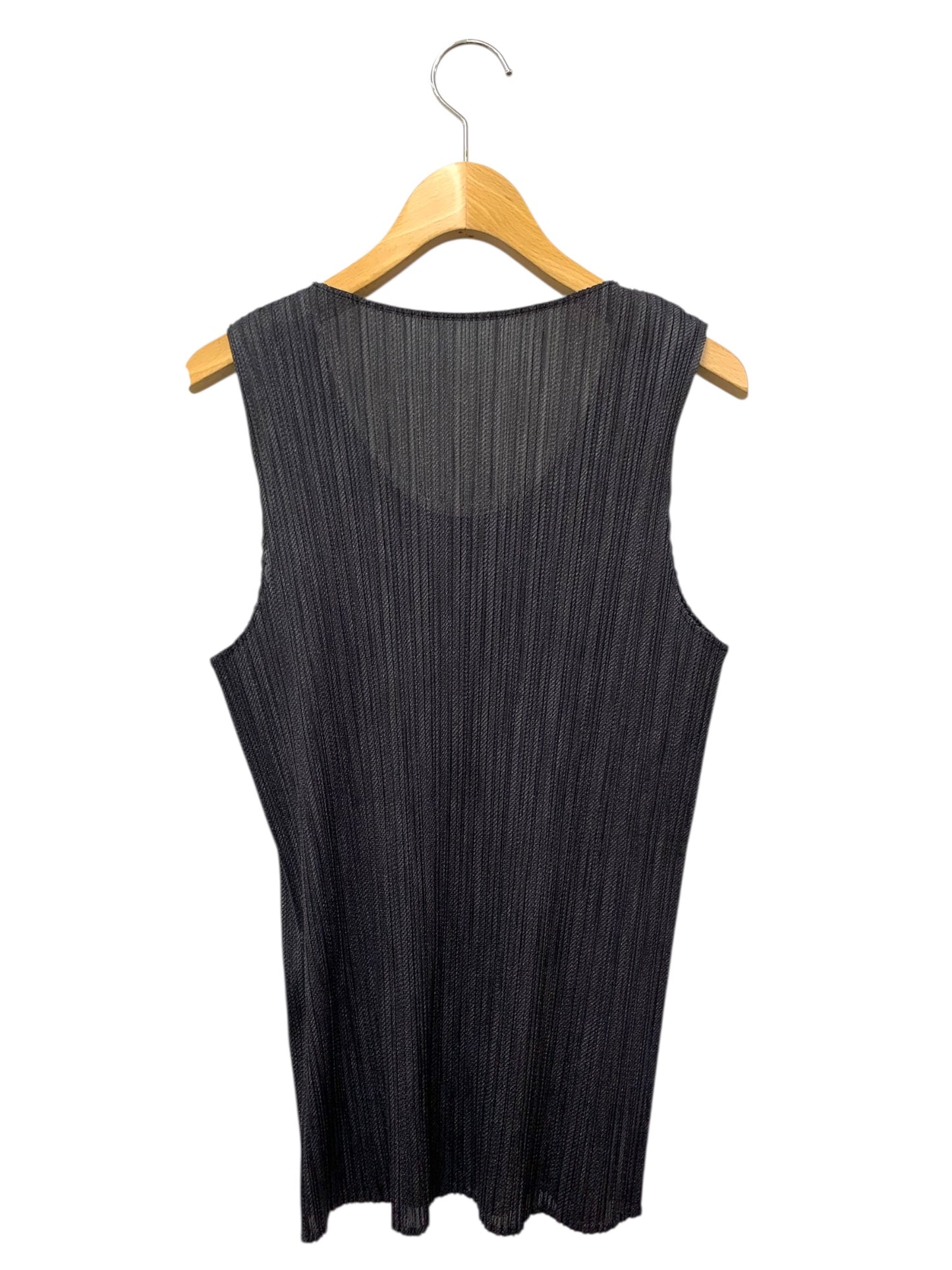 プリーツプリーズイッセイミヤケ PP54-JK400 カットソー 4 ブラック ノースリーブ メランジツイルプリント IT3XXWFE4N3W