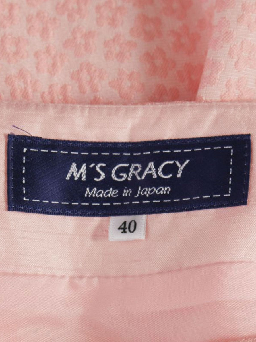 エムズグレイシー 817133 スカート 40 ピンク 小花柄 エンボス ITJ07VZ3UAAA