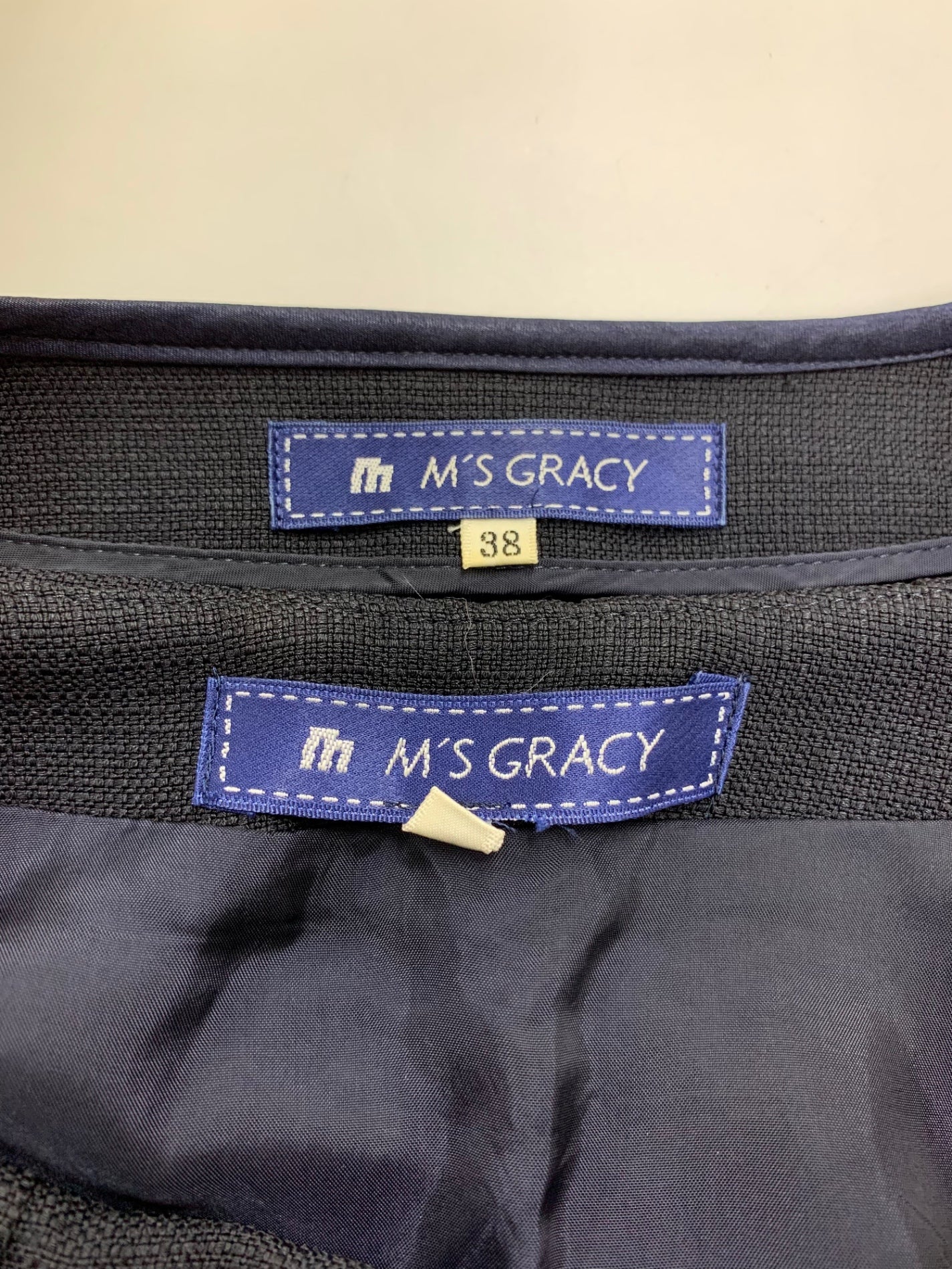 エムズグレイシー セットアップ 38 ネイビー ノーカラー ITANAGREBC50