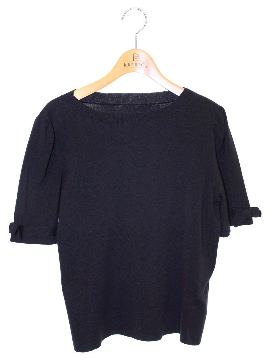 フォクシーブティック Rochelle Top ロシェルトップ 42982 ニット 40 ネイビー リボン ITT9RH88FHNK