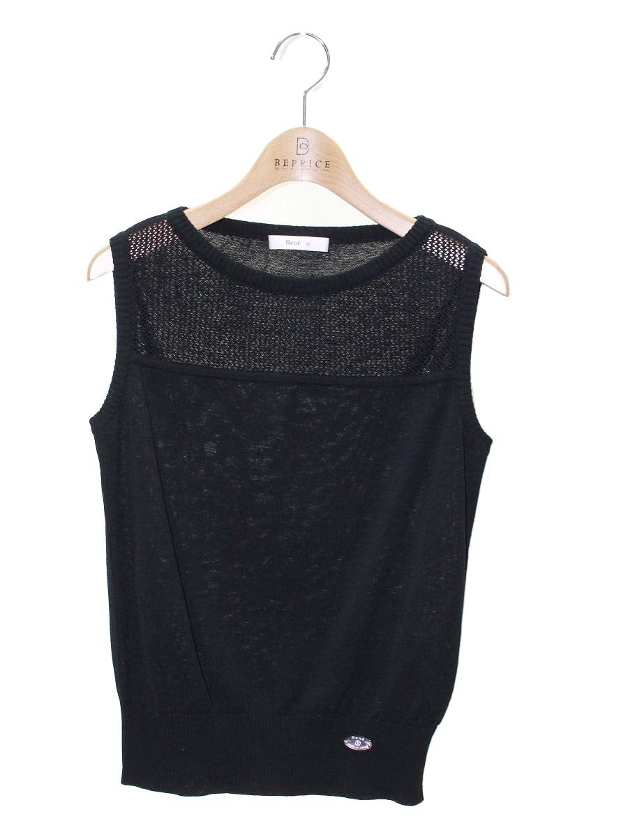 ルネ 6122260 トップス 36 ブラック ニット ノースリーブ IT42GK58SEBV 【SALE】