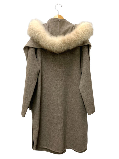フォクシーブティック Coat LYRIC 38808 コート 38 ブラウン カシミヤ ファーストール付 ITNZ6ZKD0D78