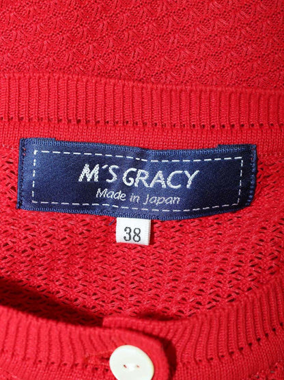 エムズグレイシー Mesh Cardigan 918345 カーディガン 38 レッド メッシュ IT6PSIHAHGX0