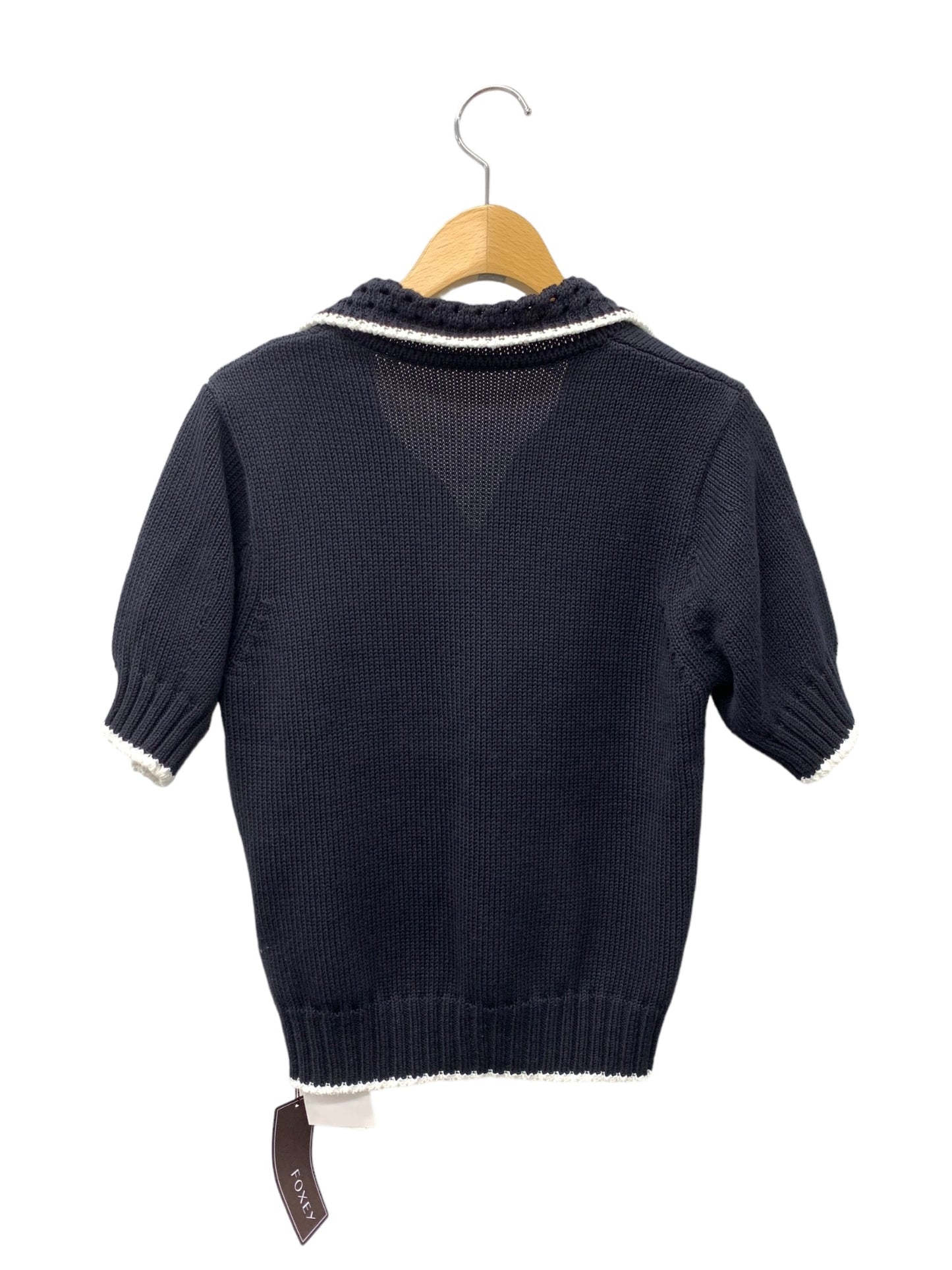 フォクシーブティック Knit Top Jeanne 44410 ニットポロ 38 ネイビー ITIFP06ZXAUG