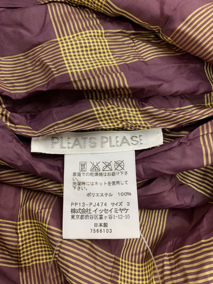 プリーツプリーズイッセイミヤケ PP13-PJ474 シャツ 3 パープル ブラウス チェック柄 ITXT188S2EYK