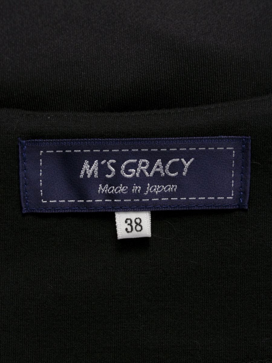 エムズグレイシー 015702 トップス 38 ブラック スウェット生地 フラワー オーガンジー 刺繍 ITJ73SFR6X9S