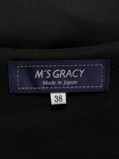 エムズグレイシー 015702 トップス 38 ブラック スウェット生地 フラワー オーガンジー 刺繍 ITJ73SFR6X9S