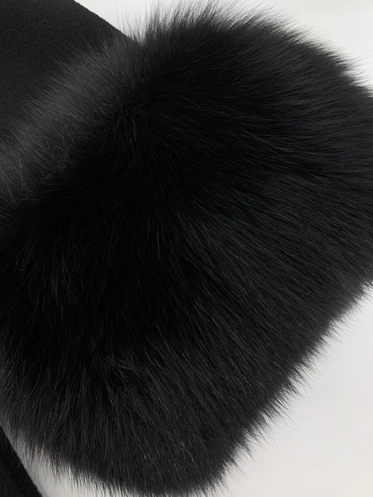 トゥービーシック UWF81-820809 ジャケット 40 ブラック ノーカラー フォックスファー ウール ITUZ9W04O2QY