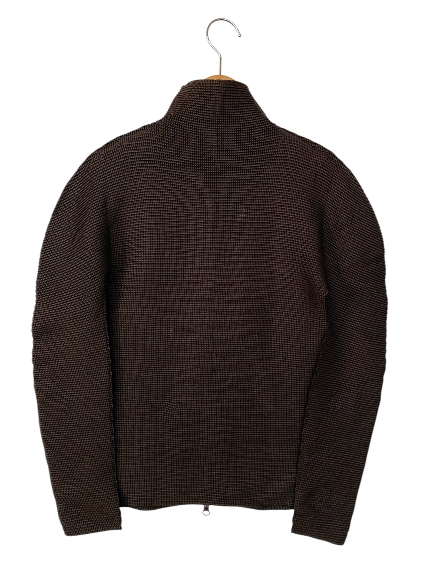 ミーイッセイミヤケ MI23FO142 ジップカーディガン カーキグリーン ハイネック ダブルジップ ITN9LY3RCPHS