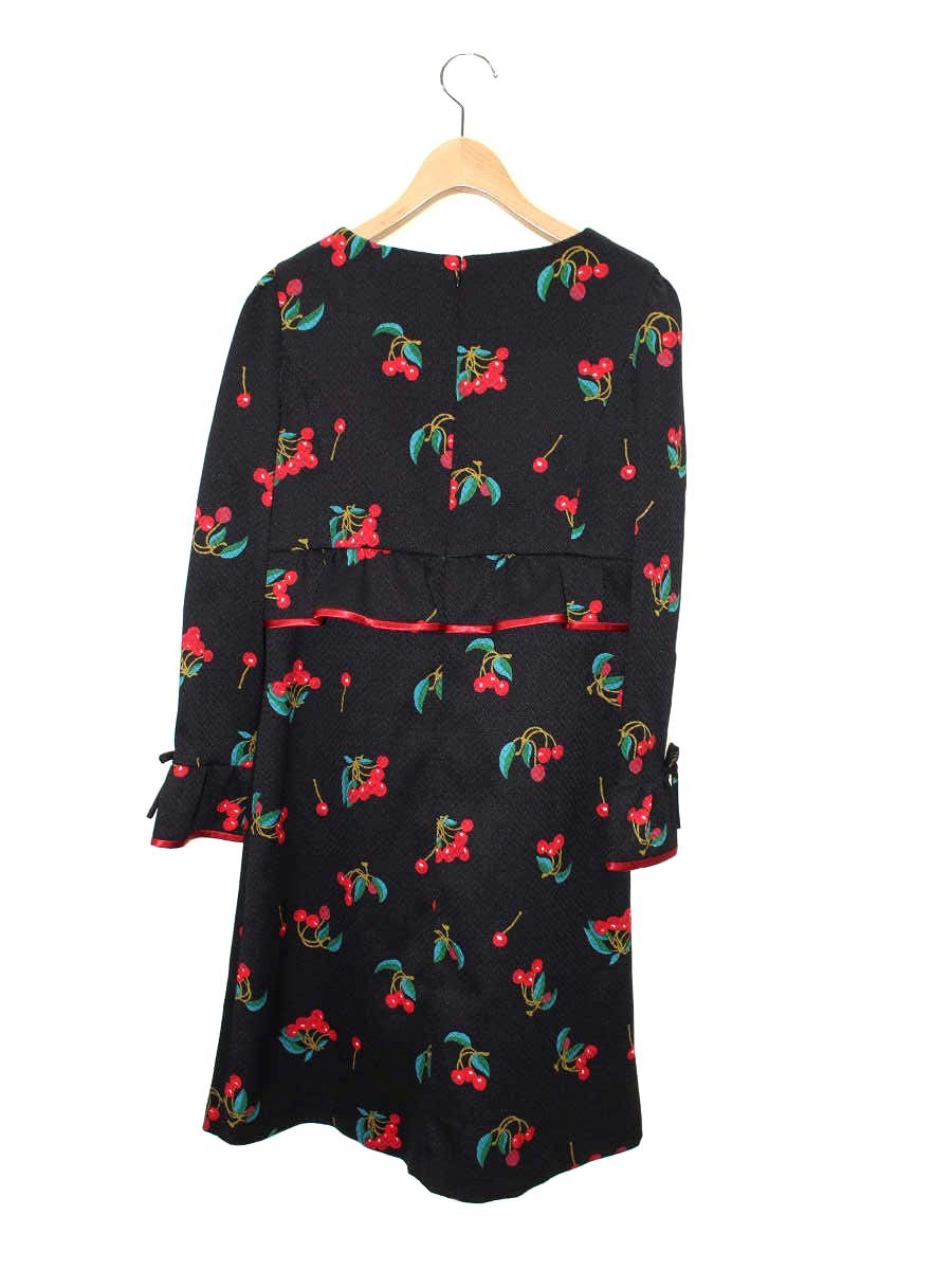 エムズグレイシー 811550 ワンピース 38 ブラック チェリー柄 リボン IT988UAOTKOO 【SALE】