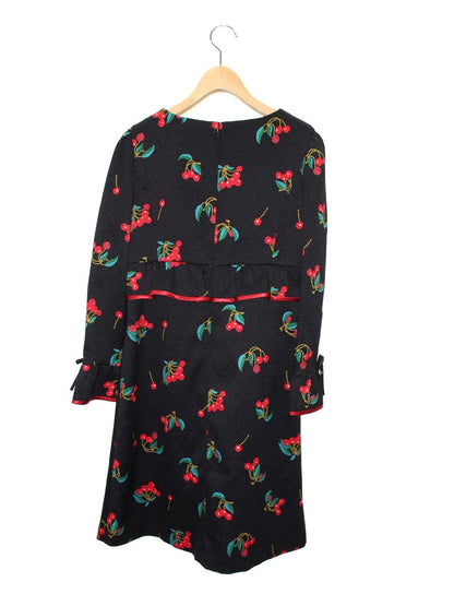 エムズグレイシー 811550 ワンピース 38 ブラック チェリー柄 リボン IT988UAOTKOO 【SALE】