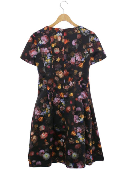 エムズグレイシー 621525 ワンピース 40 ブラック フラワープリント フレアー ITIY9Y5POPNJ