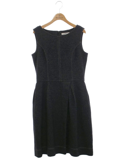 ルネ relax 6447050 ワンピース 36 チャコール ウール混 デニム調 ステッチ ITMGSYKYCH4I