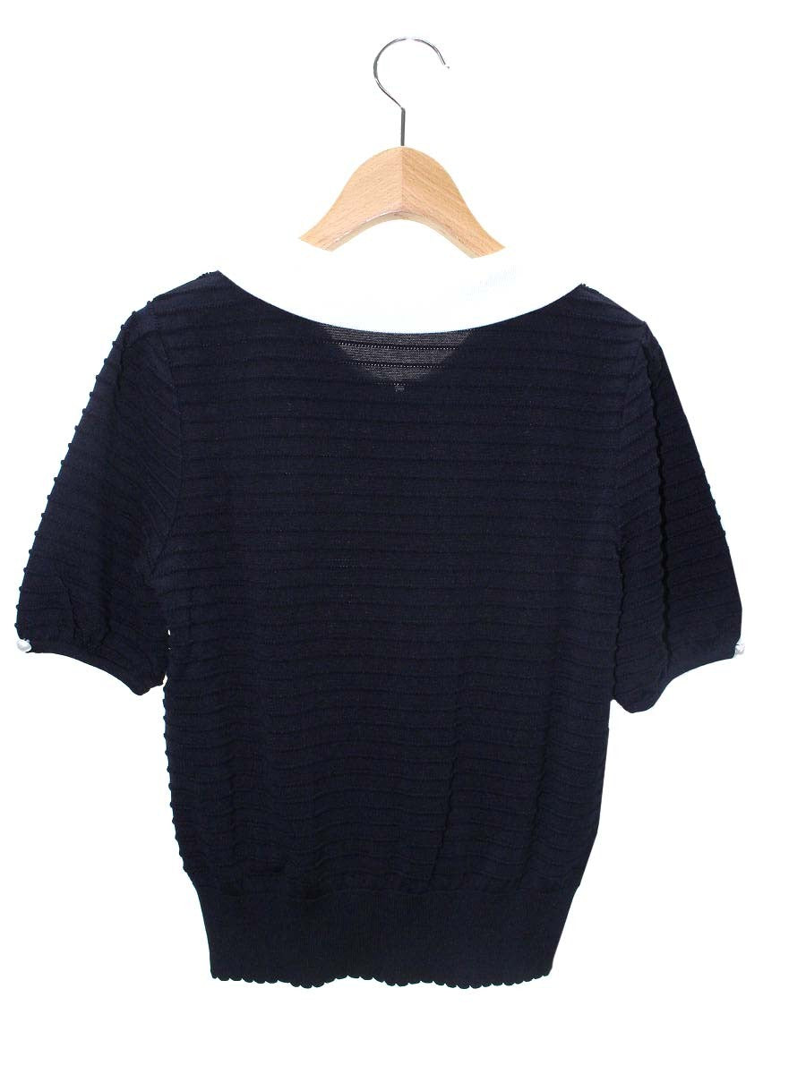 ルネ basic 5222150 カーディガン 36 ネイビー パール 襟 ITDWG35N93RJ