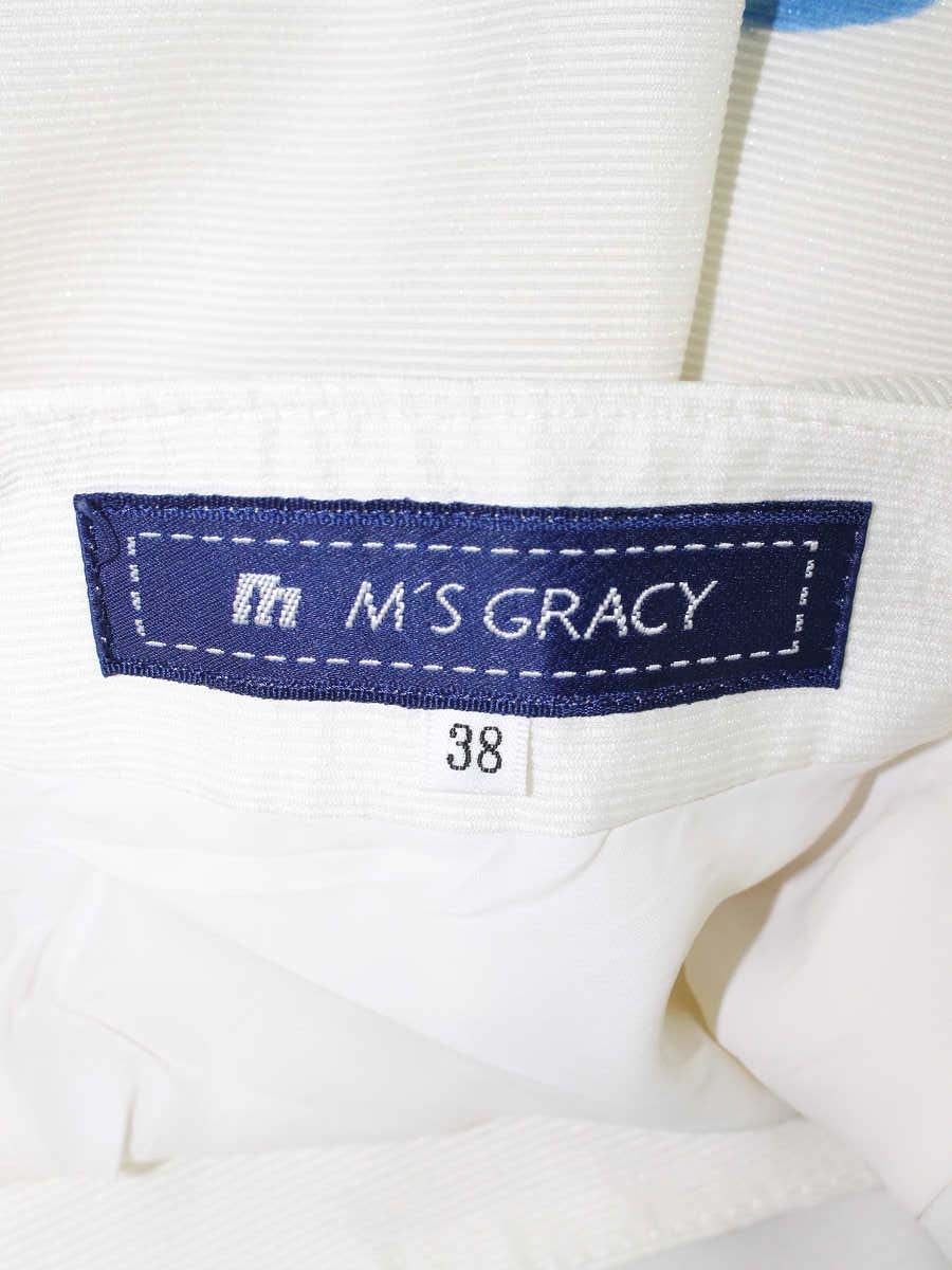 エムズグレイシー 727302 スカート 38 ホワイト バラプリント IT68EH8WLKE7 【SALE】