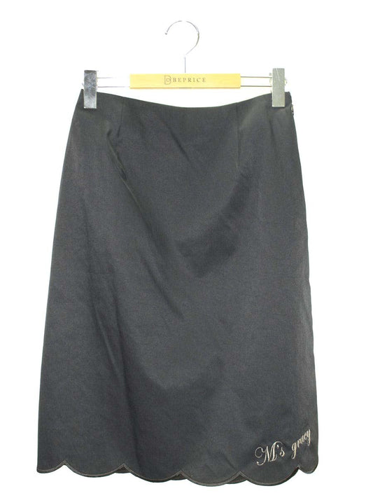 エムズグレイシー 917319 スカート 38 ブラック ロゴ刺繍 ITUYQ06KLOY8 【SALE】