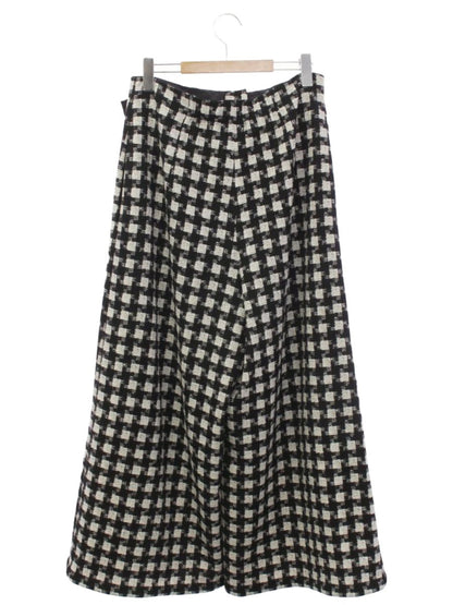 エムズグレイシー 416507 ワイドパンツ 40 ホワイト/ブラック リボン チェック ITBQ4XN89B8D