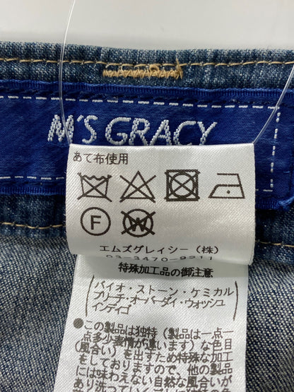 エムズグレイシー 726317 デニムパンツ 40 ネイビー フリル IT3MVX2IHPYM