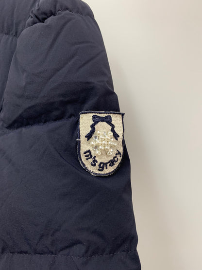 エムズグレイシー 319607 ダウンジャケット 40 ネイビー リボン エコファー 2way カメリアジップ IT3PV3IL564Y