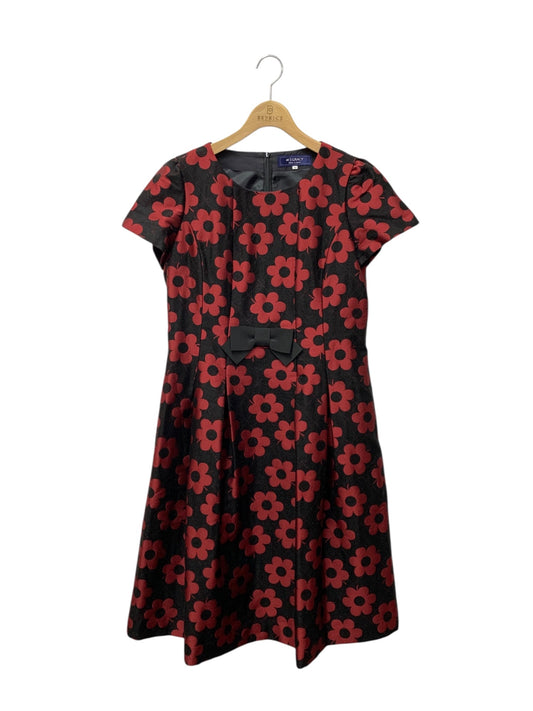 エムズグレイシー 331605 ワンピース 44 ブラック フラワーモチーフ ウール混 IT8ANP8KDTLY