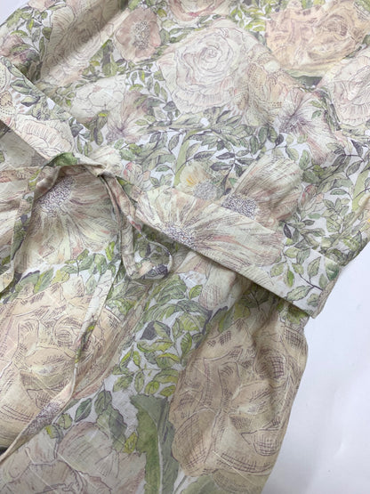 アマカ LIBERTY Rose Xanthe フレンチスリーブワンピース V5J09-560 40 ベージュ フラワーモチーフ リネン ITEGVAW2DS88