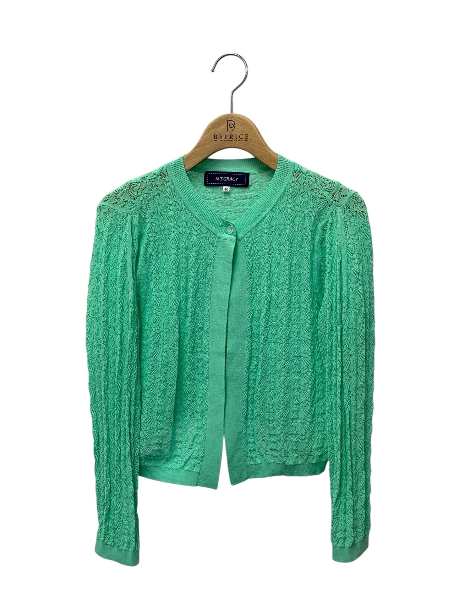 エムズグレイシー レーシー調 418334 カーディガン 40 グリーン レース ITW6YOBD1KRE