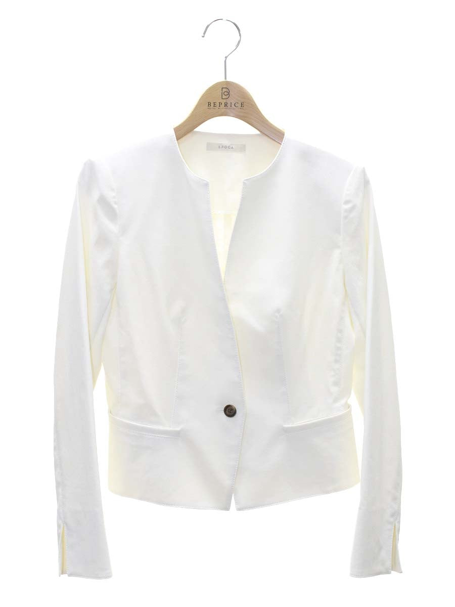 エポカ M5E26-542-01 ノーカラージャケット 38 ホワイト リネン混 IT70L1GSL7R4