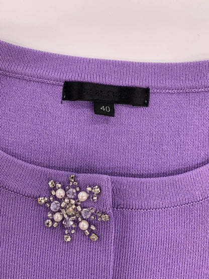 トゥービーシック レーヨンナイロン ショートカーディガン W5F01-214-36 40 パープル フリル ラインストーン ITGGRRJSBHTF