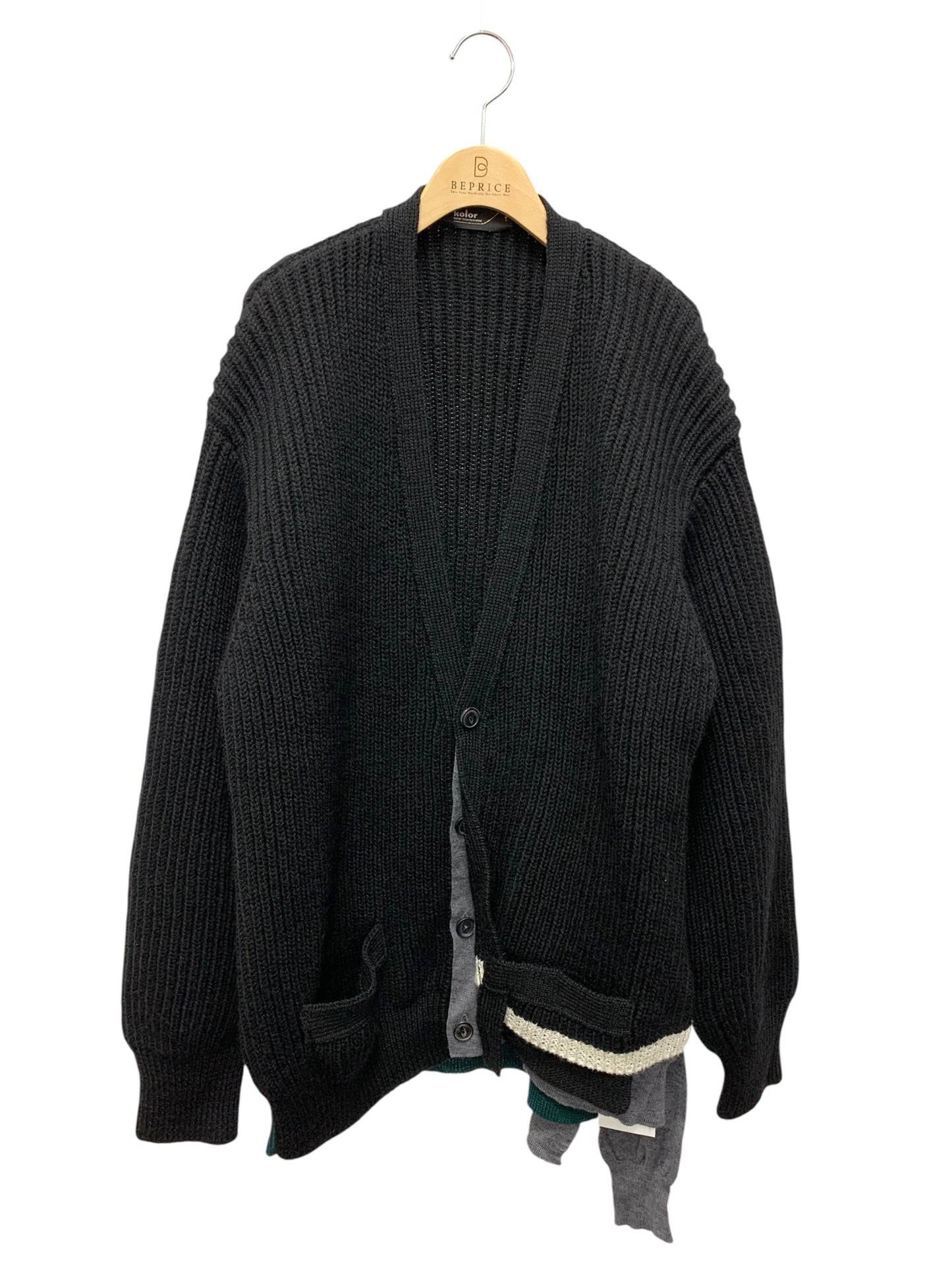 カラー ボリュームウール両畦 22WGM-N07304 ドッキングカーディガン 1 ブラック 22aw IT1LLVVPILXC 【SALE】