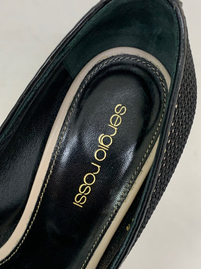 セルジオロッシ パンプス 36.5 ブラック メッシュ ITALXPSJL5LG